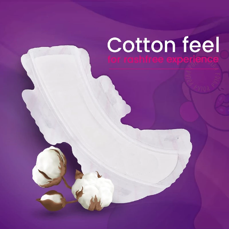 PINQ POLKA Premium Organic Soft Cotton Sanitary Pads, 10 Pads-2.webp